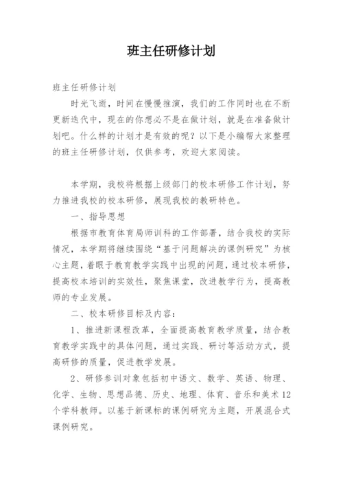 班主任研修计划.docx