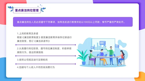扁平插画风格 员工行为规范 员工廉洁行为规范培训PPT