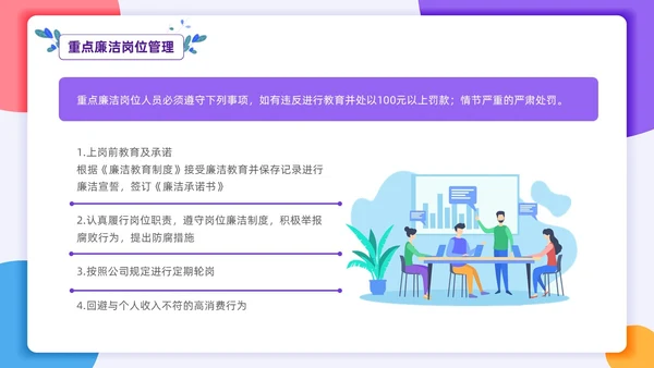 扁平插画风格 员工行为规范 员工廉洁行为规范培训PPT