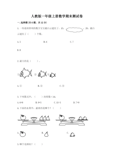 人教版一年级上册数学期末测试卷（典型题）word版.docx