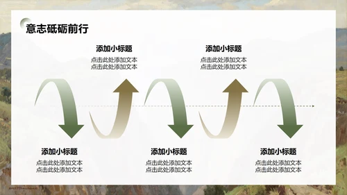 绿色写实插画风弘扬长征精神主题班会PPT模板