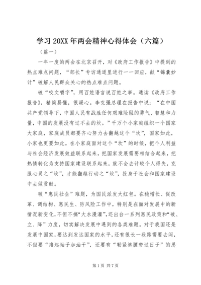 学习20XX年两会精神心得体会（六篇）.docx