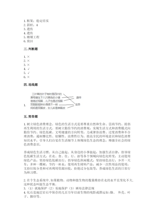 教科版六年级下册科学期末测试卷完美版.docx