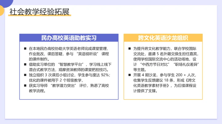 紫色简约风英语专业大学生职业生涯发展展示（大学英语老师方向）PPT模板