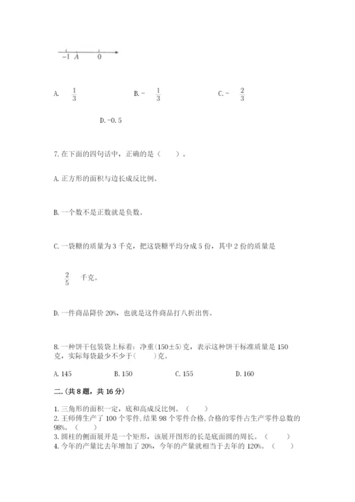 人教版数学六年级下册试题期末模拟检测卷精品【名师推荐】.docx