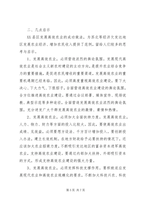 关于XX县区发展高效农业的调查与思考.docx