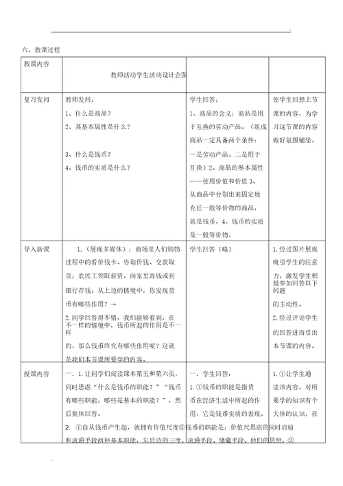 货币的基本职能教学设计20220212084019