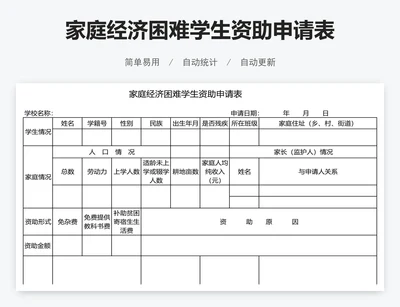 家庭经济困难学生资助申请表