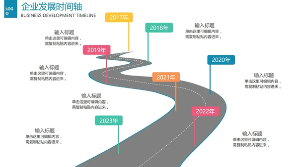 企业历程时间轴关系图PPT模板