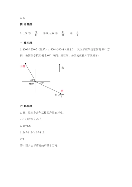 小学六年级上册数学期末测试卷附答案【模拟题】.docx