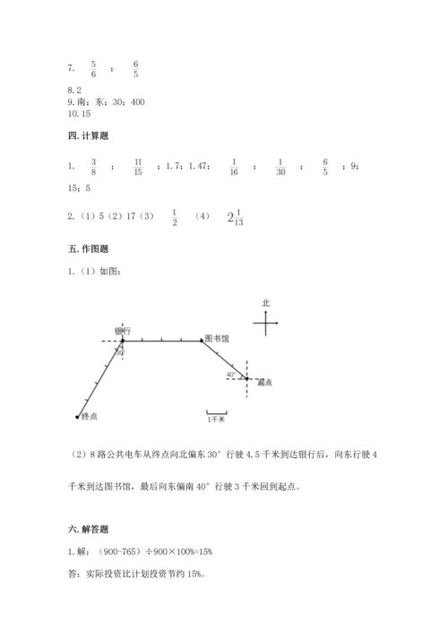 人教版六年级上册数学期末测试卷及参考答案一套.docx