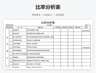 比率分析表