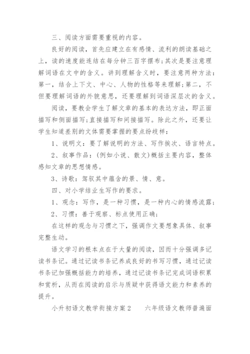 小升初语文教学衔接方案.docx