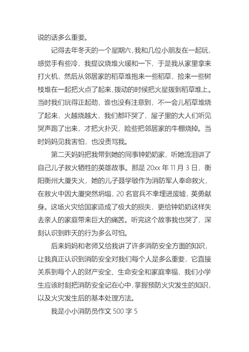 我是小小消防员作文500字