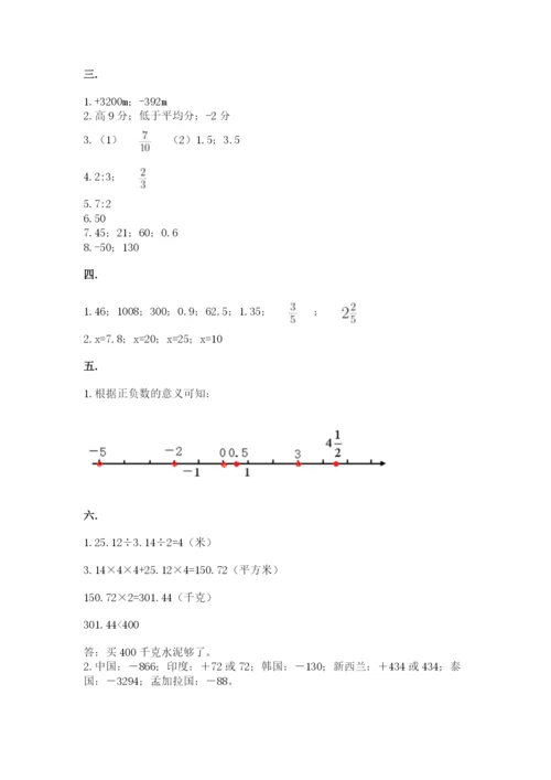 河南省平顶山市六年级下册数学期末考试试卷附参考答案（典型题）.docx