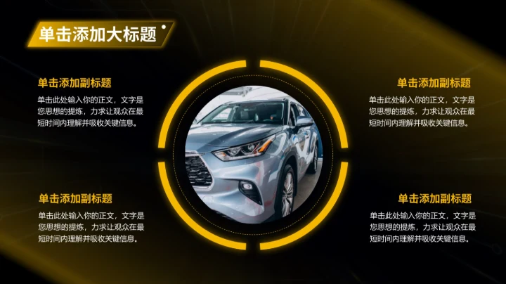 黄色科技风汽车商业计划书PPT模板