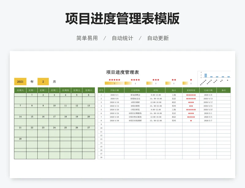 项目进度管理表模版