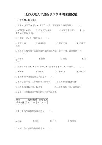 北师大版六年级数学下学期期末测试题及答案（精选题）.docx