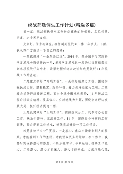 统战部选调生工作计划(精选多篇).docx