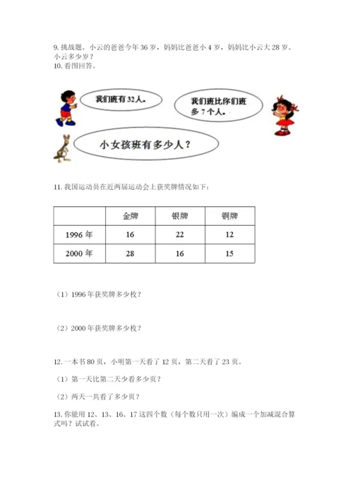 小学二年级上册数学应用题100道带答案（基础题）.docx