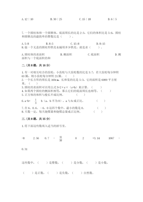 苏教版数学小升初模拟试卷含完整答案【典优】.docx