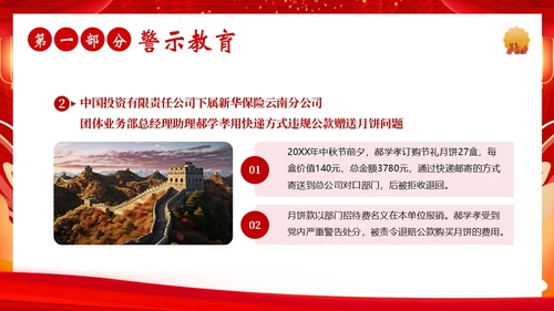 中秋节廉洁提醒中秋廉政过节廉洁教育PPT课件