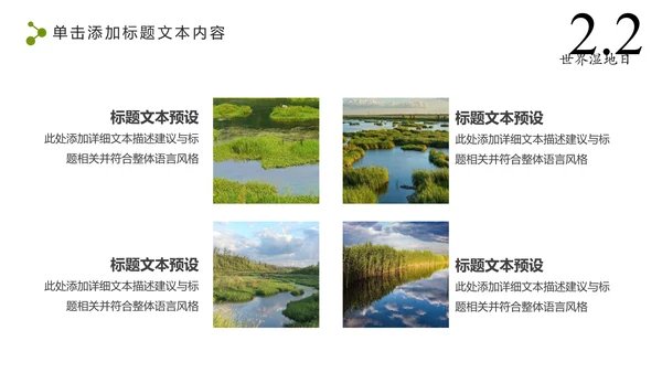 清新简约世界湿地森林日绿色环保PPT模板