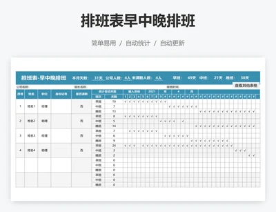 排班表早中晚排班