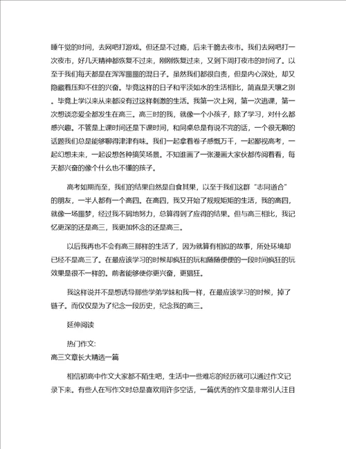 作文参考高中高三文章精选一篇