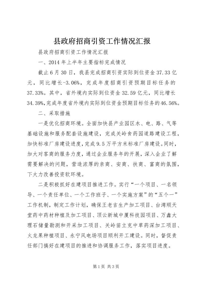 县政府招商引资工作情况汇报.docx