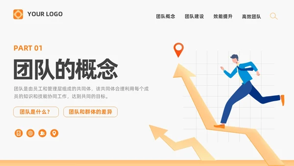 橙色打造高绩效团队绩效考核团队管理通用PPT团队建设