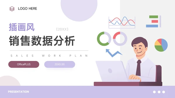 紫色可视化销售数据分析PPT模板