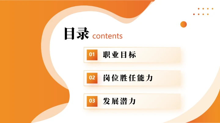 橙色英语专业大学生职业生涯规划求职综合展示PPT