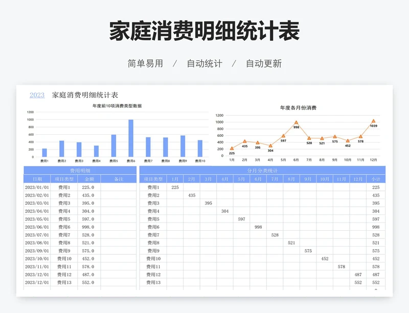 家庭消费明细统计表