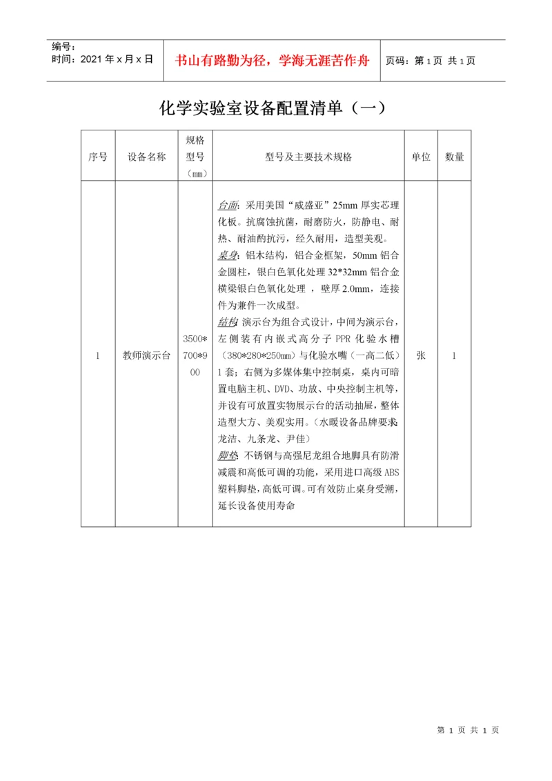 化学实验室设备配置清单(一).docx
