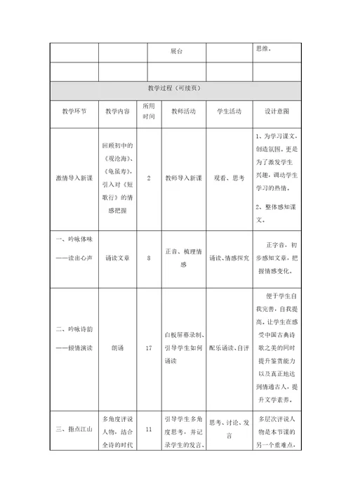 梧州市信息技术与学科教学深度融合优秀课例短歌行教学设计