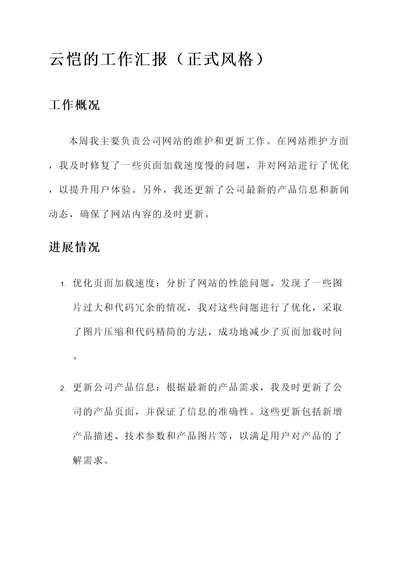 云恺的工作汇报