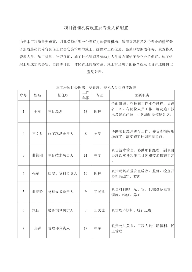 项目管理机构设置及专业人员配置.docx