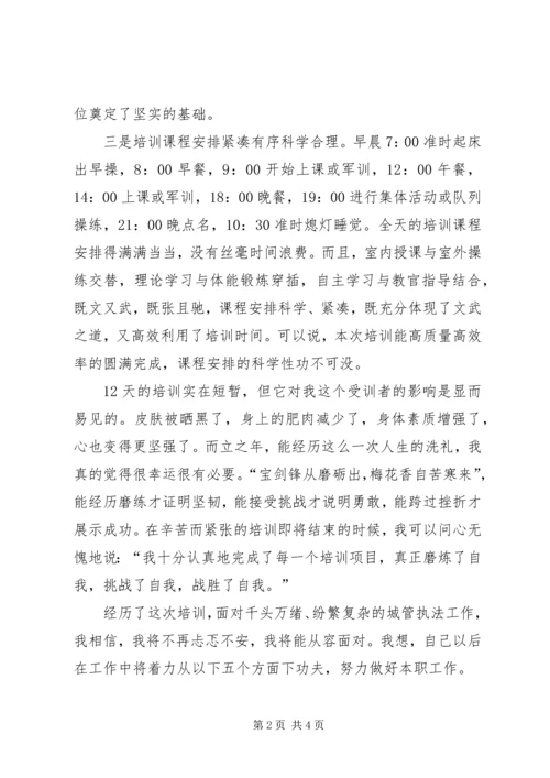 城管执法人员岗前培训心得体会范文.docx