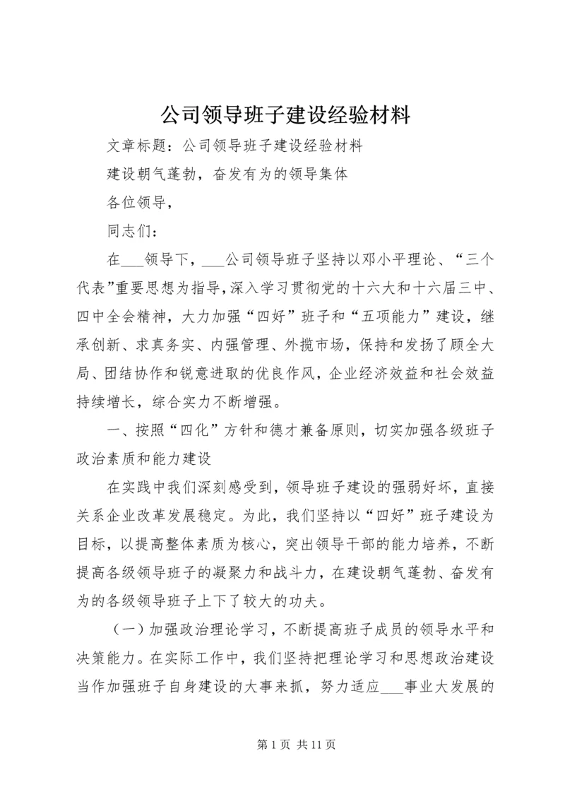 公司领导班子建设经验材料.docx