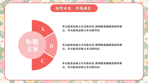 粉色小清新花团锦簇小学家长会PPT模板