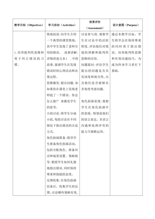 【新课标新教材】Unit 1 A new start大单元教学设计 第二课时Understandin