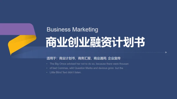 蓝色简约商业融资计划书通用PPT模板