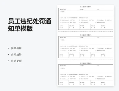 员工违纪处罚通知单模版