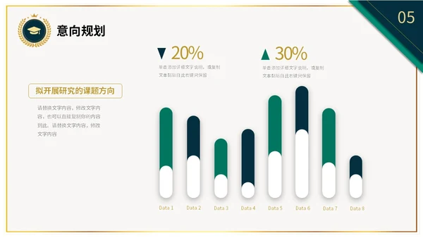 稳重大气绿色烫金微立体风博士入学复试汇报PPT博士复试