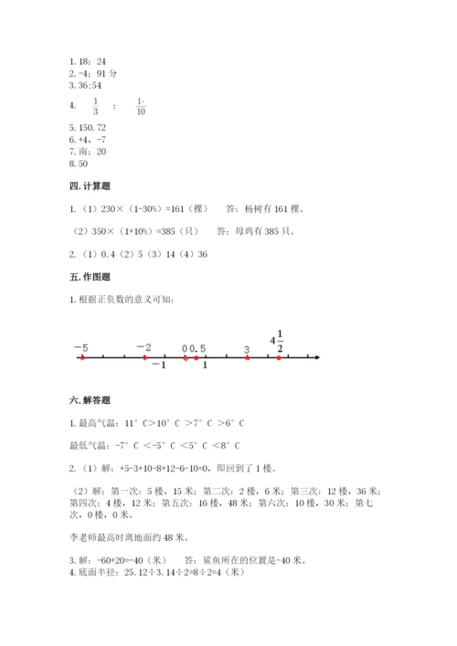 冀教版六年级下册数学期末测试卷（含答案）.docx