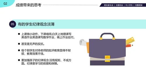 卡通中小学期中期末寒假安排家长会PPT模板
