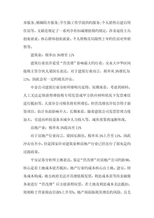 2022年最新营改增实施细则内容金融业营改增实施细则