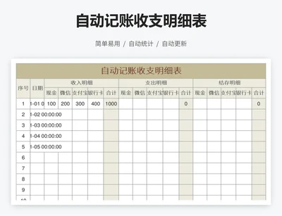 自动记账收支明细表