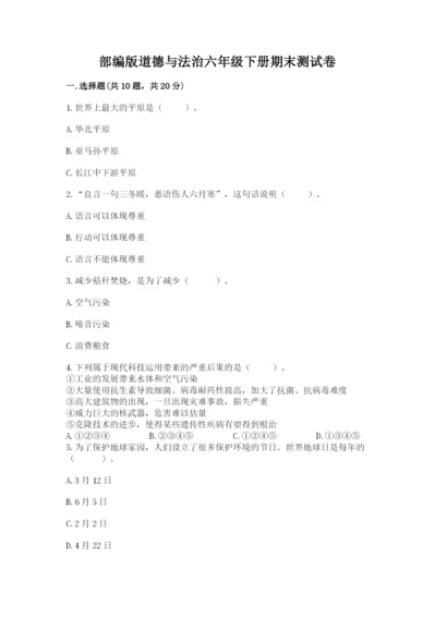 部编版道德与法治六年级下册期末测试卷及参考答案（能力提升）.docx